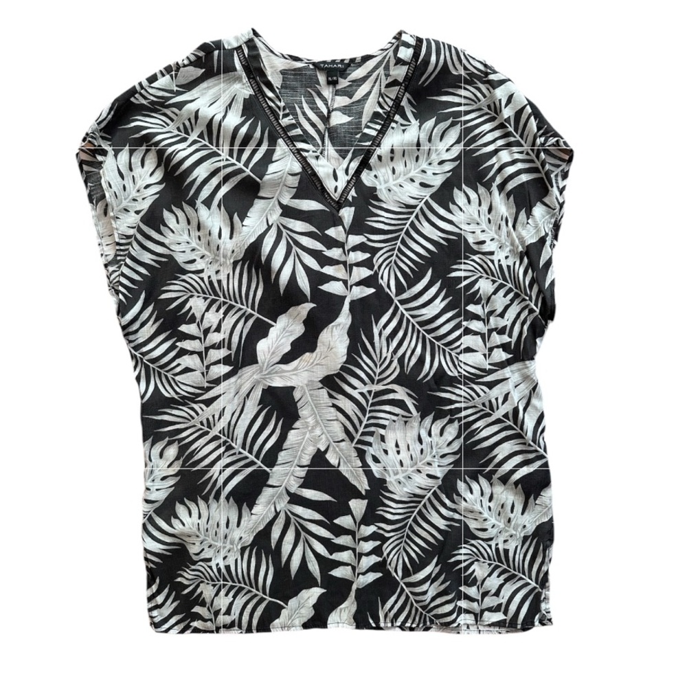 Tropical Leaf Print Blouse